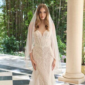 New Strapless Mermaid Wedding Tulle Gown w/ Beaded Gown w/ V-Neckline CD WL060